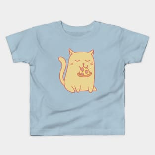 Cat Eating Pizza Kids T-Shirt